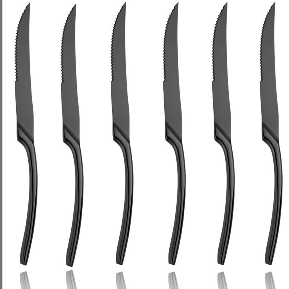 6-PIECE BLACK 18/10 STAINLESS STEEL STEAK KNIFE SET